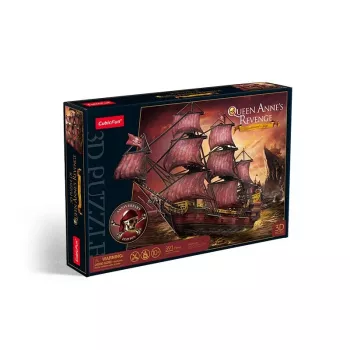 3D puzzle cubicfun Queen Anne's Revenge Anniversary Version – model 306-T4040H, zberateľská loď na zloženie