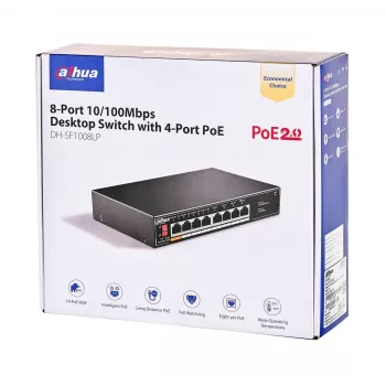 Dahua Technology PoE SF1008LP Unmanaged L2 Fast Ethernet (10/100) Power over Ethernet (PoE) čierna