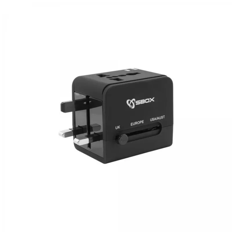 Cestovný adaptér SBOX TA-23 s duálnou USB nabíjačkou a univerzálnou kompatibilitou konektorov
