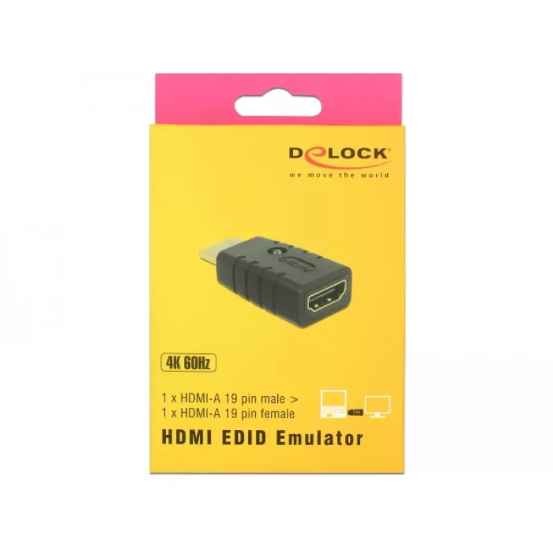 Adaptér HDMI (konektor samec) > HDMI (konektor samica), EDID emulátor (čierny)