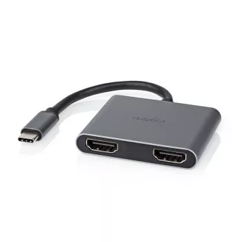 Nedis adaptér USB-C™ USB 3.2 Gen 1 | konektor USB-C™ samec | 2x HDMI™ | | 4K@30Hz | 0,10 m | okrúhly | poniklovaný | PVC | čierny | box (CCGB64670BK01)