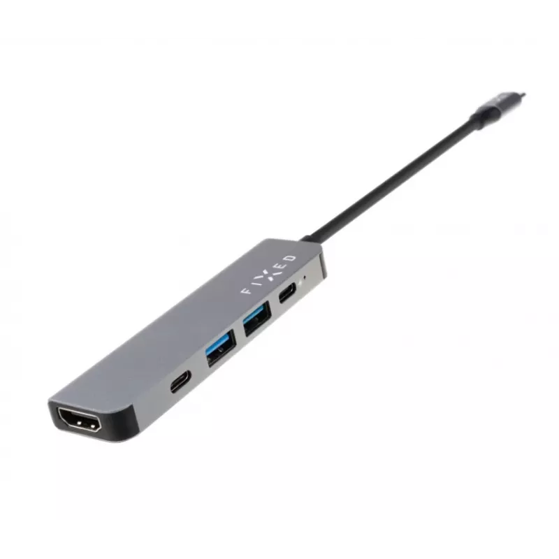 USB-C hub FIXED FIXHU-MN-GR 5-portový mini pre notebooky a tablety