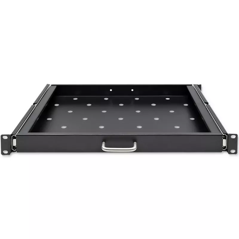 Qoltec 54509 posuvná oceľová polica do racku, 600x600, čierna