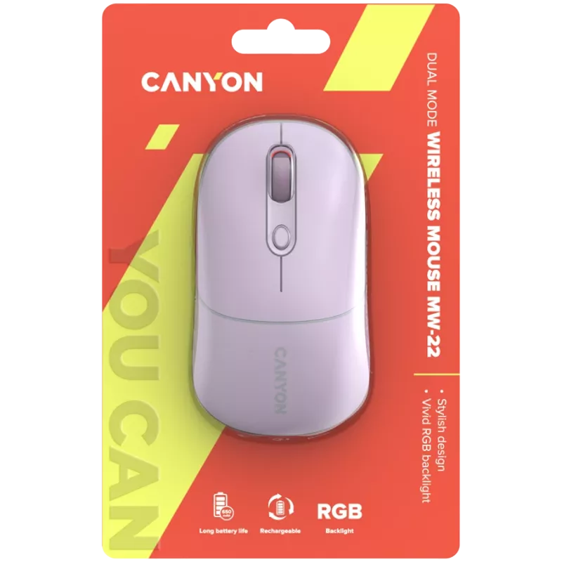 CANYON myš MW-22 2in1 BT/wireless pearl rose