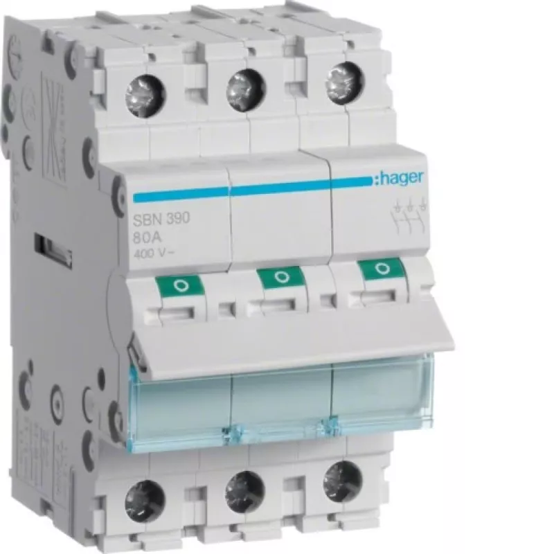 Hager SBN390 odpínač, 3P 100 A, 3 moduly