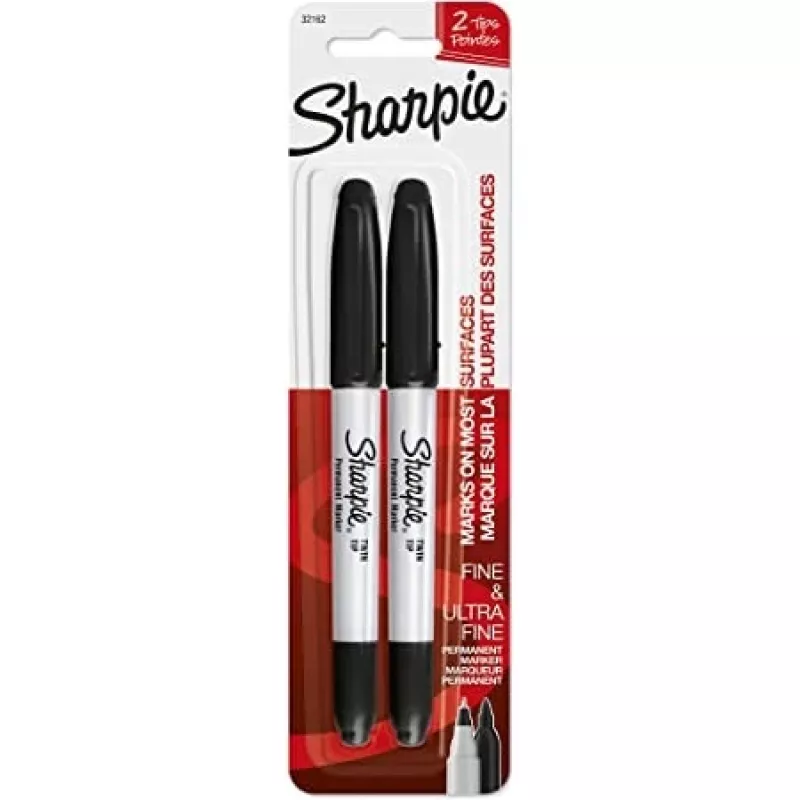 Sharpie 1985878 - čierna - čierna - biela - ultra jemná - 650 m - textil - sklo - papier - plast - drevo - 2 ks