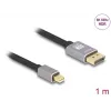 DeLOCK Mini DisplayPort na DisplayPort kábel 8K 60 Hz 1 m sivý kov bez zaistenia