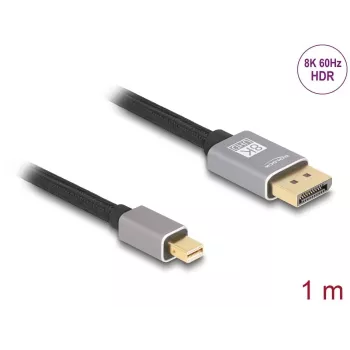 DeLOCK Mini DisplayPort na DisplayPort kábel 8K 60 Hz 1 m sivý kov bez zaistenia