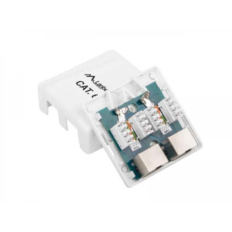 Lanberg OS6-0002-W povrchová krabica, 2x RJ45 Cat.6, biela