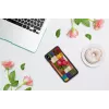Ochranné puzdro na smartphone iKins pre iPhone XS Max – vzor čerešňových kvetov, čierna