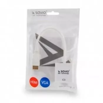 HDMI konektor samec na VGA konektor samica adaptér SAVIO CL-201, HDMI A na VGA D-Sub, biela, 0,1 m, až do 1920x1200