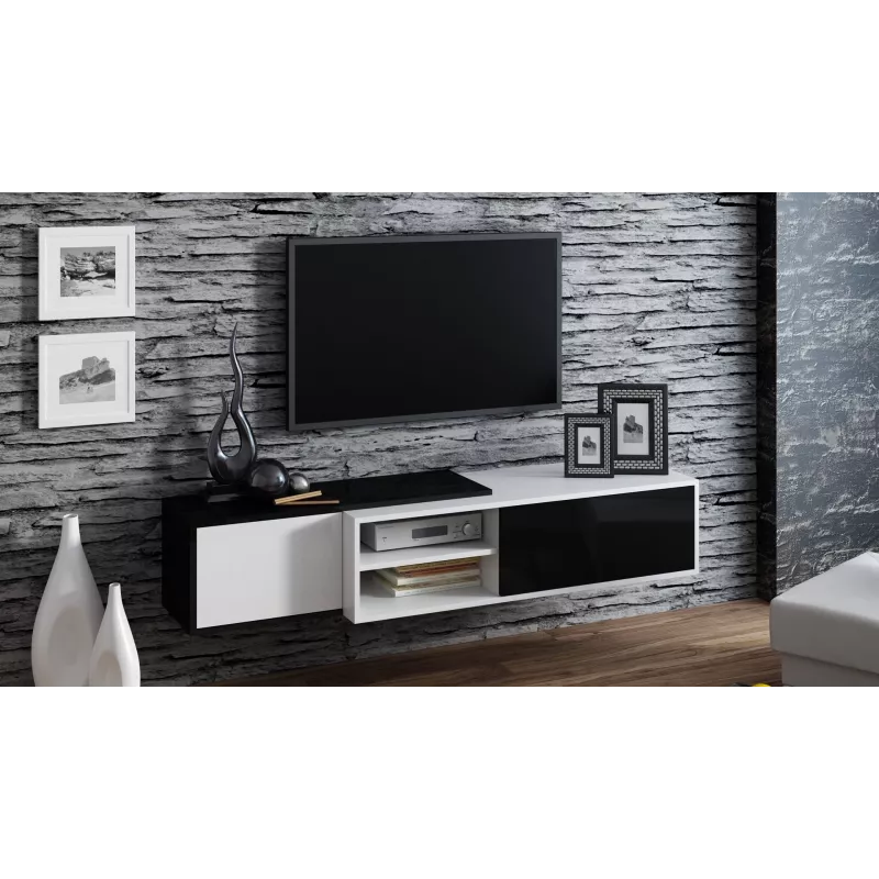 Cama TV skrinka SIGMA1 180 biela/čierna lesklá