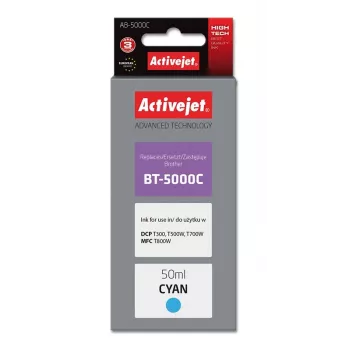 Atramentová fľaša ActiveJet AB-5000C azúrová, kompatibilná s Brother, 50 ml farbivo vysoký (XL) výkon