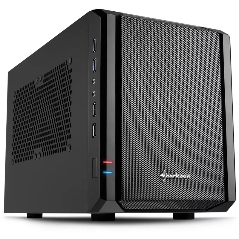Sharkoon QB One čierna - Midi/Minitower ITX, Mini-ITX 3,5 - PC/server napájací zdroj chladič - USB, USB 2.0, USB 3.0