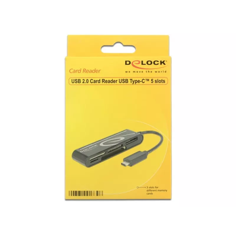 DeLOCK USB2.0 čítačka kariet USB Type-C samec 5 slotov - čítačka kariet - All-in-one (Multi-Format) - USB-C (91739)