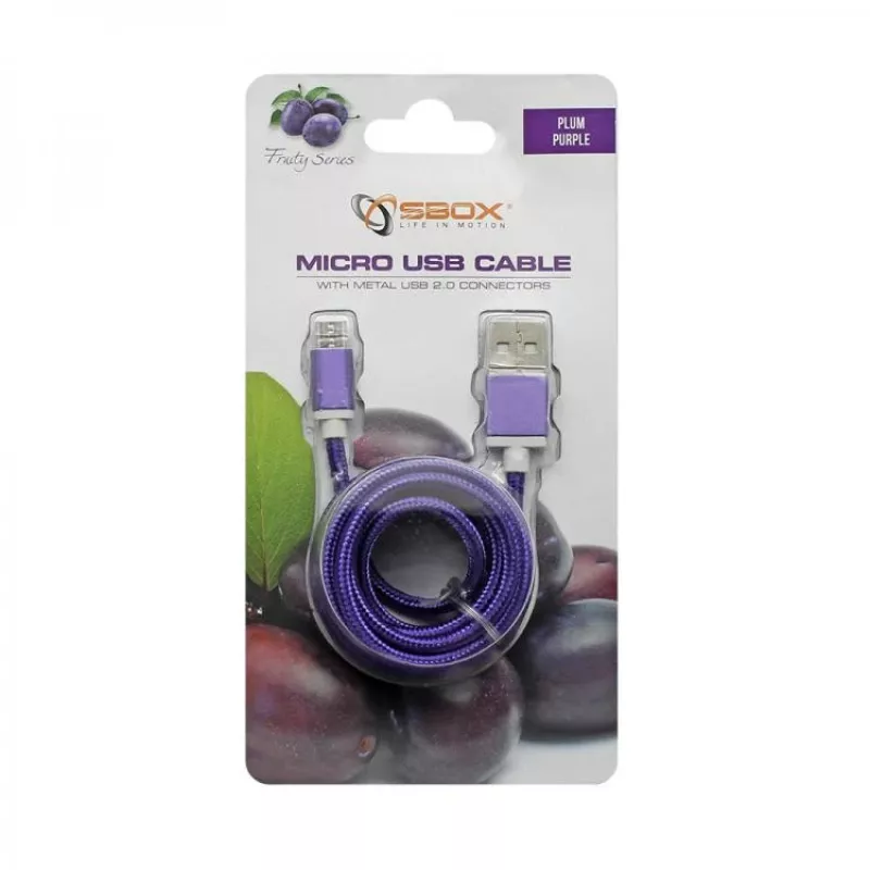 Sbox USB->Micro USB M/M 1m USB-10315U slivková fialová