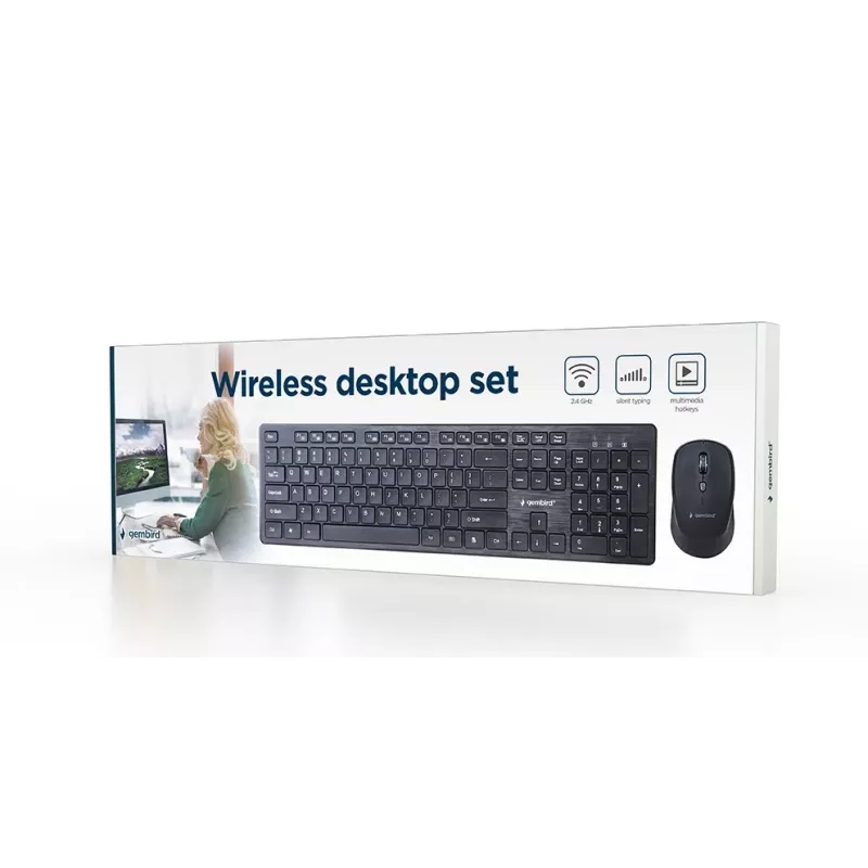 Gembird KBS-WCH-04 bezdrôtový desktop set (klávesnica + myš), čierna, US-layout