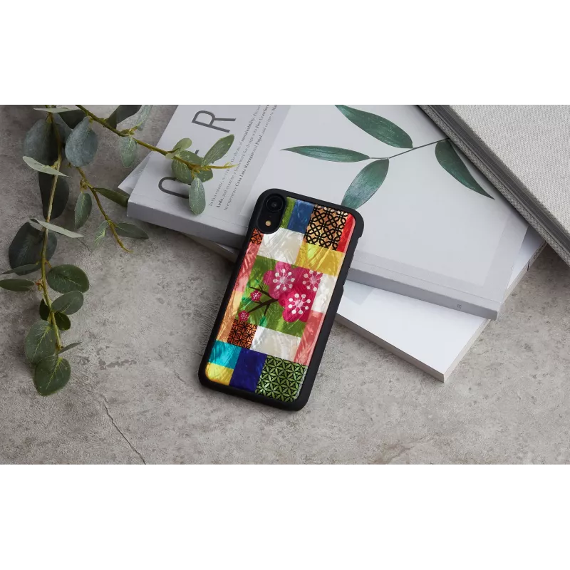 Puzdro na telefón iKins pre iPhone XR — vzor čerešňových kvetov, čierna