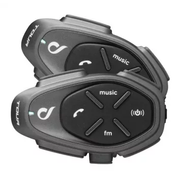 Motocyklová interkom INTERPHONE TOUR HD, 2 ks, Bluetooth 4.0, dosah 1500 m, až 20 h výdrž batérie, čierna