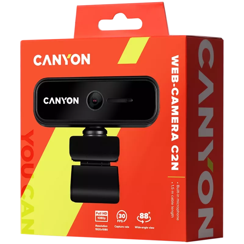 Canyon C2N 1080P Full-HD 2.0-megapixelová webkamera s pevným zaostrením, USB 2.0