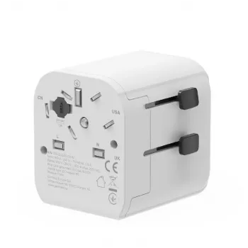 Univerzálny cestovný adaptér GEMBIRD TPA-EU2A12-01-W 12W USB napájací zdroj pre medzinárodné zásuvky