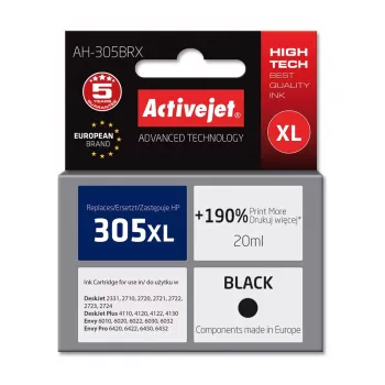 Activejet AH-305BRX atrament (náhrada za HP 305 XL 3YM62AE; Premium; 20 ml; čierny)