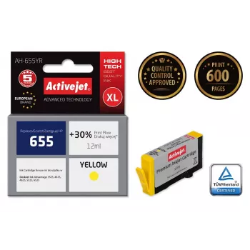 Activejet AH-655YR atrament (náhrada za HP 655 CZ112AE; Premium; 12 ml; žltá)