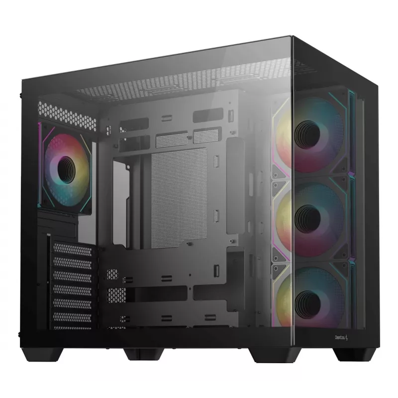 PC skriňa DeepCool CG530 4F Midi Tower čierna — tvrdené sklo, ATX/ITX/Micro ATX, 3x120mm ventilátory, USB-C