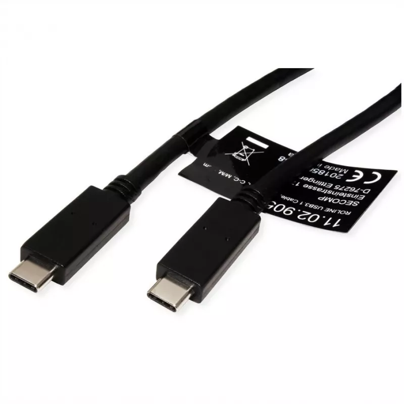 USB kábel ROLINE 11.02.9056 0,5 m USB 3.2 Gen 2 10 Gbit/s USB C čierny