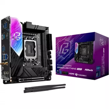 Základná doska ASROCK B860I Lightning WiFi — Intel B860, LGA 1851, Mini-ITX, DDR5, 2x DIMM, 4x M.2, 2.5Gb LAN, Wi‑Fi 6E, Bluetooth 5.3