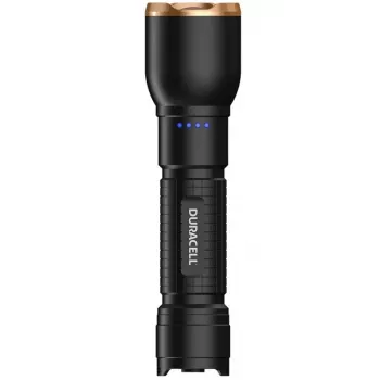 Baterka Duracell DF2500R — čierna, nabíjateľná ručná lampa
