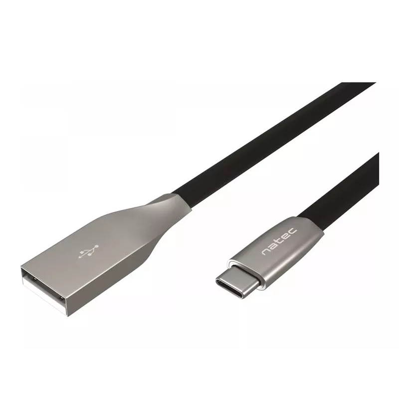 NATEC kábel USB-C/A 2.0 1m prati 1m čierny kov