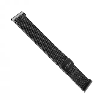 Remienok na hodinky FIXED Mesh Strap Fixed 20mm Quick Release čierny — nerezový mesh, 20 mm