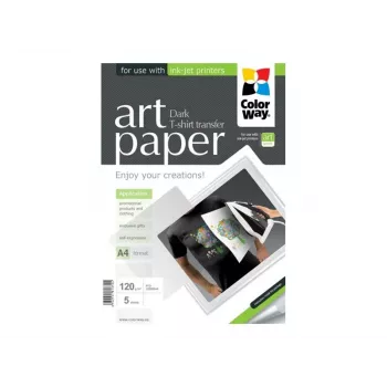 Fotopapier na transfer na tričká ColorWay PTD120005A4 — A4, 120 g/m², 5 listov (na tmavé látky)