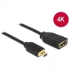 DELOCK kábel HDMI Micro D konektor samec > HDMI A konektor samica High Speed s Ethernet 3D 4K 20cm Premium Slim