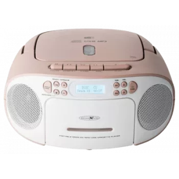 Prenosný ghettoblaster Reflexion RCR2260DAB — biela/ružová, DAB+ digitálne rádio, batériová a sieťová prevádzka