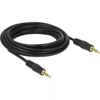 DeLOCK - audio kábel - 28 AWG - mini jack 3,5 mm, 4-pólový (M) - mini jack 3,5 mm, 4-pólový (M) - 5,0 m - tienený - čierny (83438)