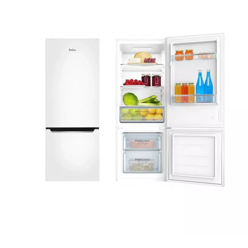 Amica FK244.4(E) voľne stojaca chladnička s mrazničkou, mraznička dole, chladnička 153 l, mraznička 52 l, FrostControl, energetická trieda E