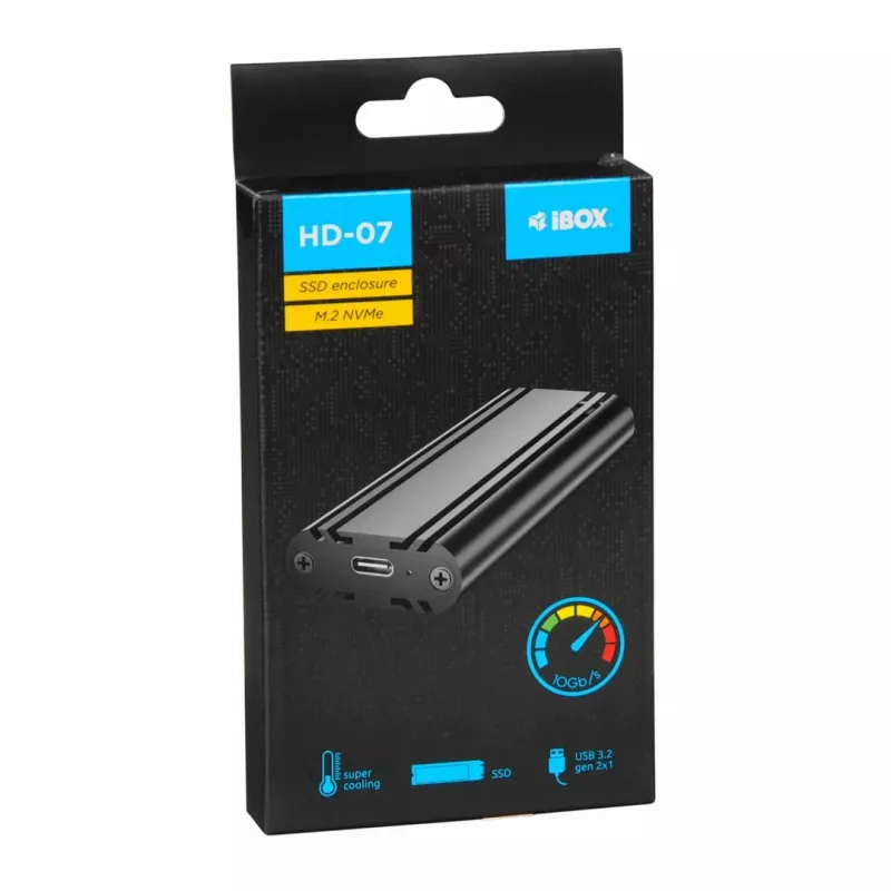 SSD puzdro IBOX HD-07 pre 1x M.2 disk, USB 3.2 Gen 2 (10 Gbit/s), USB-C, čierna