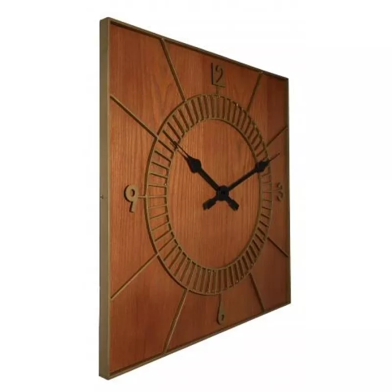 NeXtime nástenné hodiny 3112br Wood Square, 50x50 cm, nástenné, hnedé