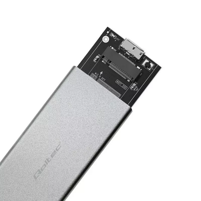 Hliníkové puzdro QOLTEC 51833 pre M.2 SSD, SATA na USB 3.0, podporuje až do 2 TB