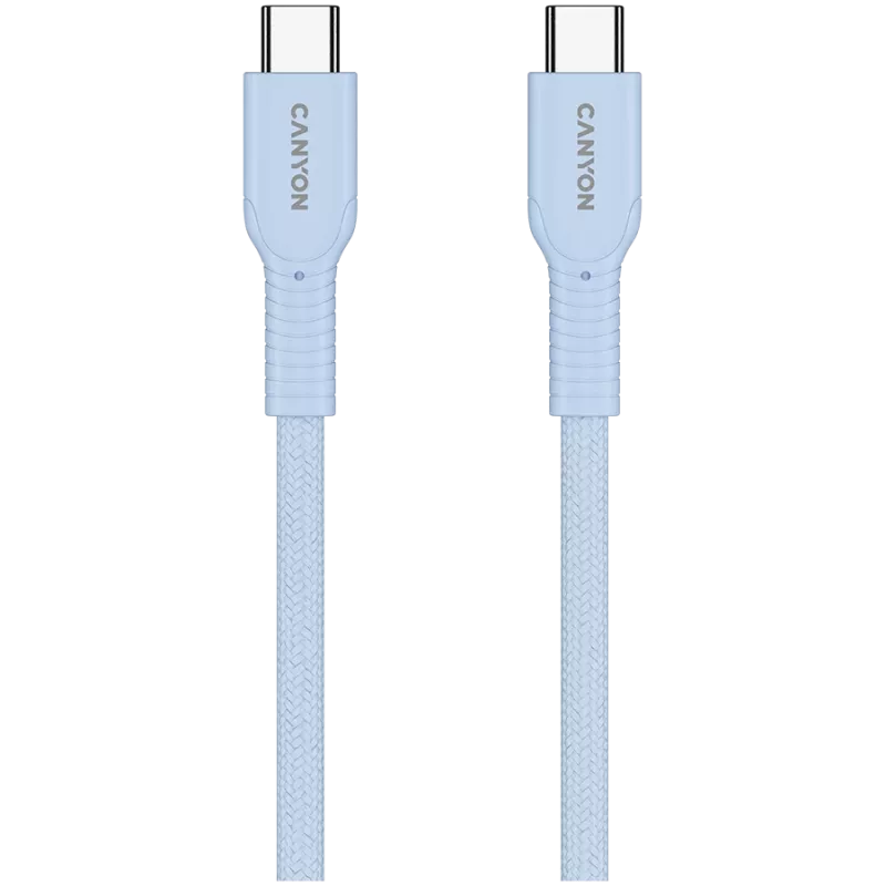 CANYON kábel OnWire 60CL C-C 60W COLOR pletený 1m svetlomodrý