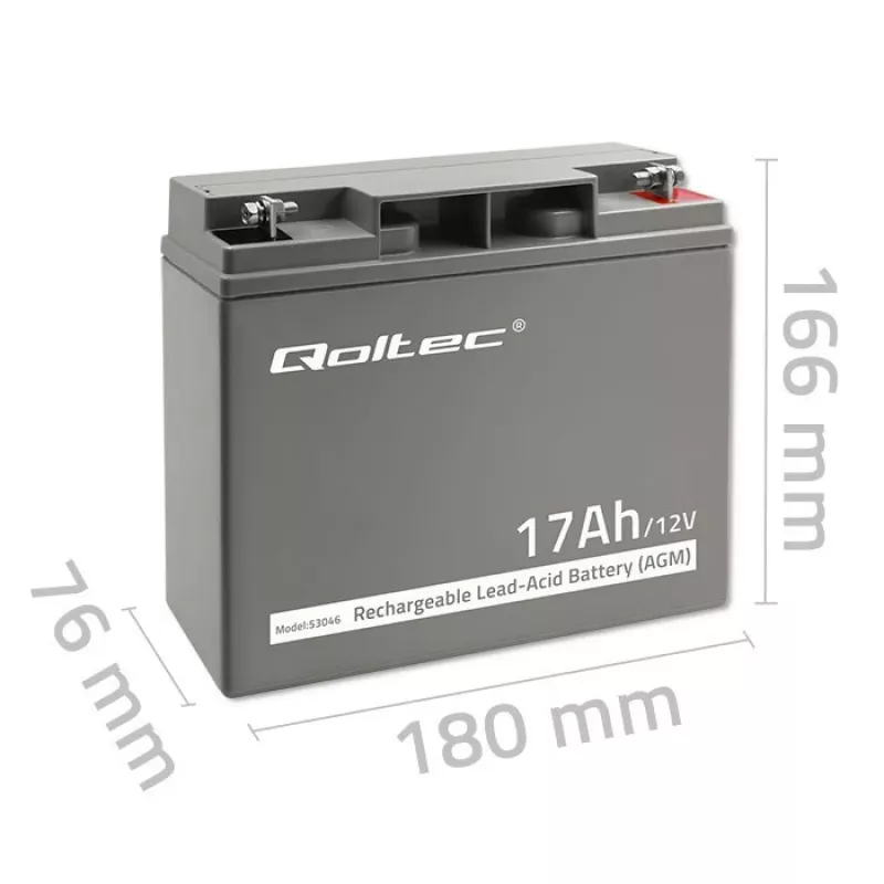 Qoltec 53046 AGM batéria 12 V 17 Ah, max. 255 A