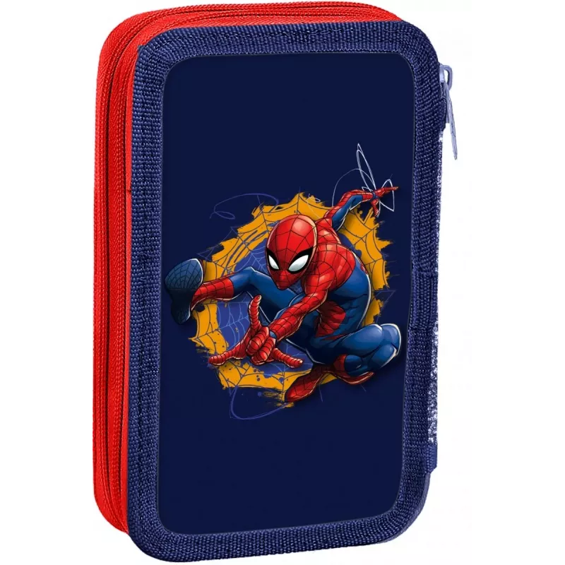 Peračník Kids Euroswan 2 zipsy s príslušenstvom Spiderman červeno-modrý