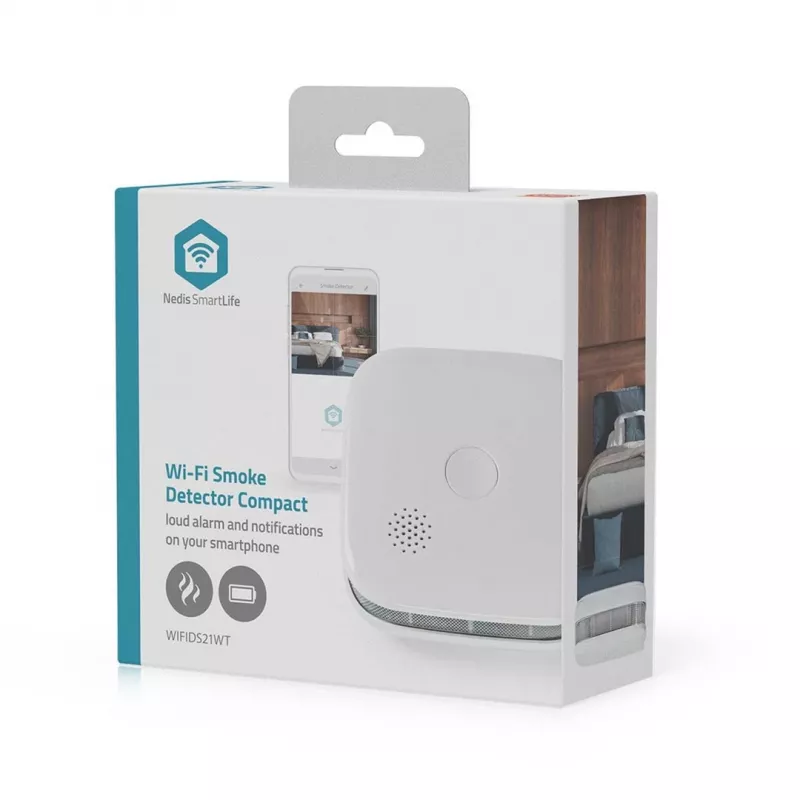 Detektor dymu Nedis WIFIDS21WT smart Wi‑Fi senzor dymu pre bezpečnosť domácnosti
