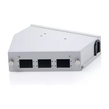 Lištový optický spleťový rozvádzač DIGITUS DN-96893 — uhlový, 6 SC DX / LC Quad, hliník, sivá