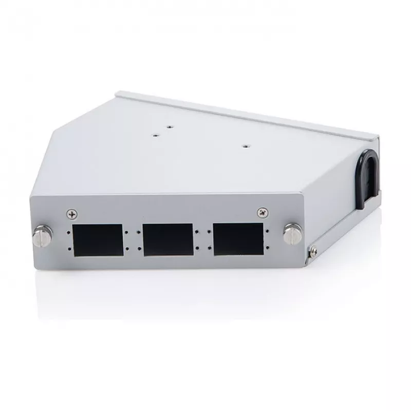 Lištový optický spleťový rozvádzač DIGITUS DN-96893 — uhlový, 6 SC DX / LC Quad, hliník, sivá