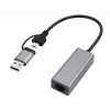 Gembird A-USB3AC-LAN-01 sieťový adaptér Gigabit USB 3.1 + Type-C, 1x RJ-45, 10/100/1000 Mbps, kovové puzdro, space grey