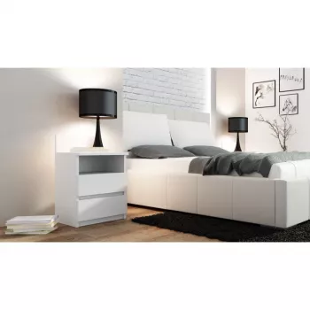 Topeshop M1 BIEL MAT nočný stolík 2 zásuvky biela