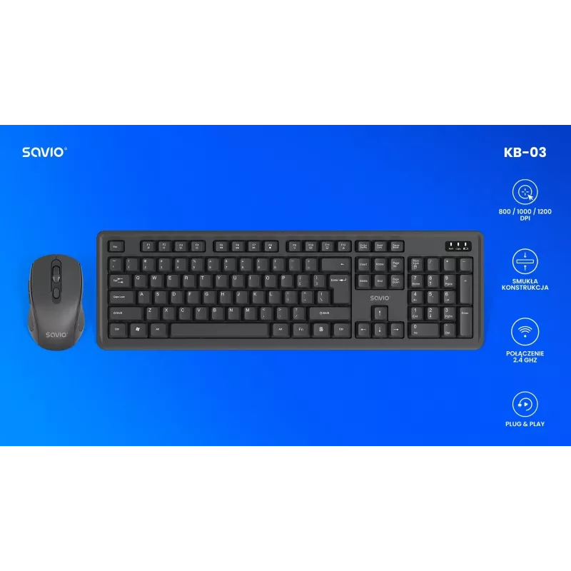 Savio KB-03 klávesnica a myš v cene Home/Office USB QWERTY US angličtina čierna